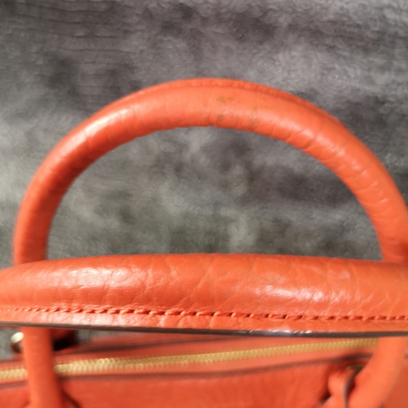 DKNY Orange Leather Dome  /  Satchel with Crossbody Strap - Picture 11 of 16
